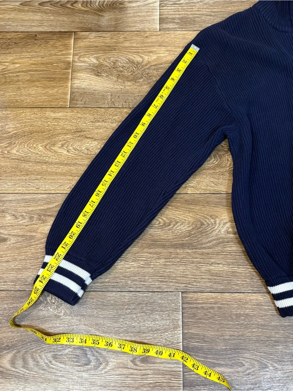 Vintage 90s J.Crew Full Zip Sweater L Made in Italy Cotton Preppy Navy